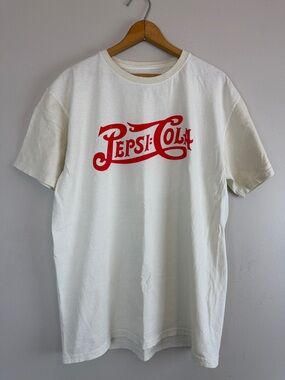 Pepsi-Cola Graphic T-Shirt Men’s Large 2-Tone Vintage Style Logo Front & Back